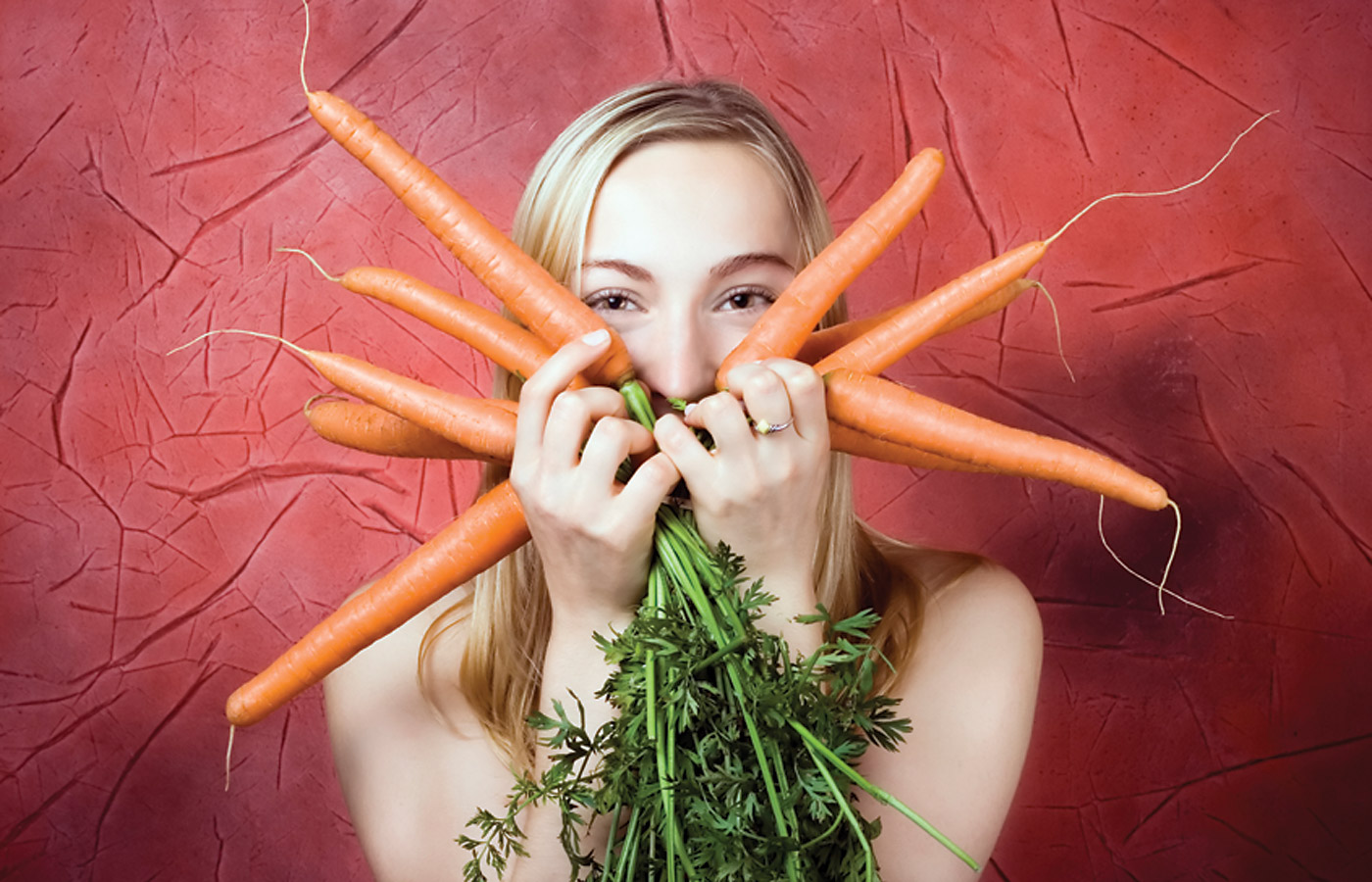 carrots, girl with carrots, raw food