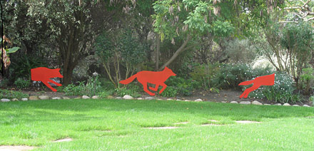 red coyote, sue berkey, art along the trails